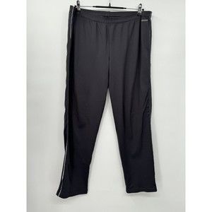 Athleta L Track Pants Mens Black Reflective Side Stripe‎ Ankle Zip Activewear